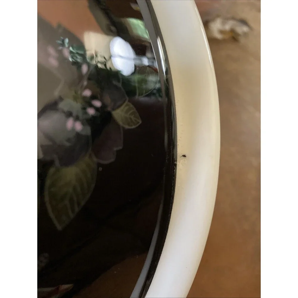 Vintage Italian CARM HandPainted Large 10.75” Serving bowl Black w/peach Green